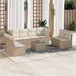Afuera Living Contemporary 9 Piece Poly Rattan Large Sofa Set in Beige
