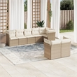 Afuera Living Contemporary 8 Piece Poly Rattan Large Sofa Set in Beige