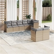 Afuera Living Contemporary Synthetic Poly Rattan 8 Piece Sofa Set in Gray/Beige