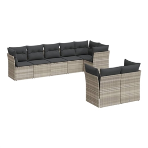 Afuera Living Contemporary 8 Piece Poly Rattan Sofa Set in Gray