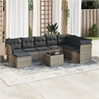 Afuera Living Contemporary 9 Piece Poly Rattan Large Sofa Set in Gray