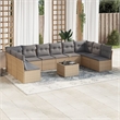 Afuera Living Contemporary 11 Piece Poly Rattan Sofa Set in Gray/Beige