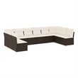 Afuera Living Contemporary Poly Rattan Sofa Set in Brown/Cream