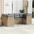 Afuera Living Contemporary 6 Piece Poly Rattan Sofa Set in Gray/Beige