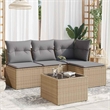 Afuera Living 5 Piece Poly Rattan Small Sofa Set in Gray/Beige