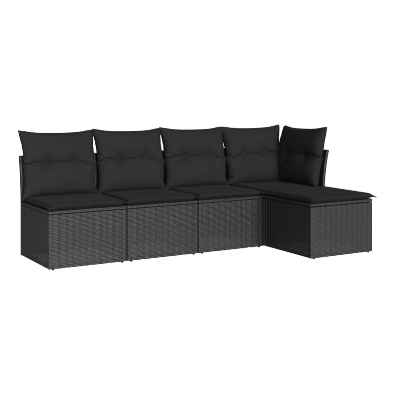 Afuera Living Contemporary Synthetic Poly Rattan  Small Sofa Set in Black