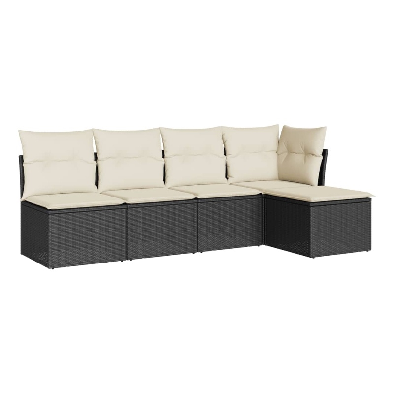 Afuera Living Contemporary Poly Rattan Sofa Set in Black/Cream