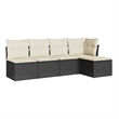 Afuera Living Contemporary Poly Rattan Sofa Set in Black/Cream
