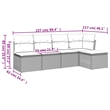 Afuera Living Contemporary 5 Piece Poly Rattan Large Sofa Set in Beige