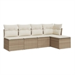 Afuera Living Contemporary 5 Piece Poly Rattan Large Sofa Set in Beige