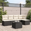 Afuera Living Contemporary 6 Piece Poly Rattan Sofa Set in Black/Cream