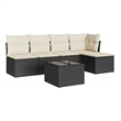Afuera Living Contemporary 6 Piece Poly Rattan Sofa Set in Black/Cream
