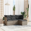 Afuera Living Contemporary Synthetic Poly Rattan 4 Piece Sofa Set in Gray