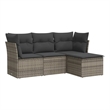 Afuera Living Contemporary Synthetic Poly Rattan 4 Piece Sofa Set in Gray