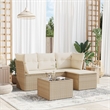 Afuera Living Contemporary Synthetic Poly Rattan 5 Piece Sofa Set in Beige