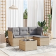 Afuera Living Contemporary 5 Piece Poly Rattan Sofa Set in Beige