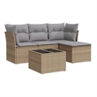 Afuera Living Contemporary 5 Piece Poly Rattan Sofa Set in Beige