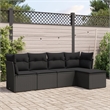 Afuera Living Contemporary Synthetic Poly Rattan 5 Piece Sofa Set in Black