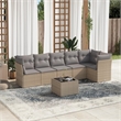 Afuera Living Contemporary Synthetic Poly Rattan 7 Piece Sofa Set in Gray/Beige