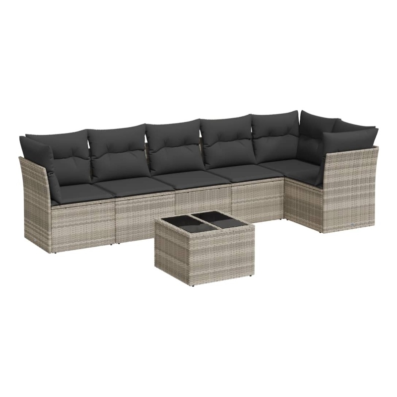 Afuera Living 7 Piece Poly Rattan Sofa Set in Light Gray/Dark Gray