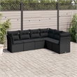Afuera Living Contemporary 6 Piece Poly Rattan Sofa Set in Black