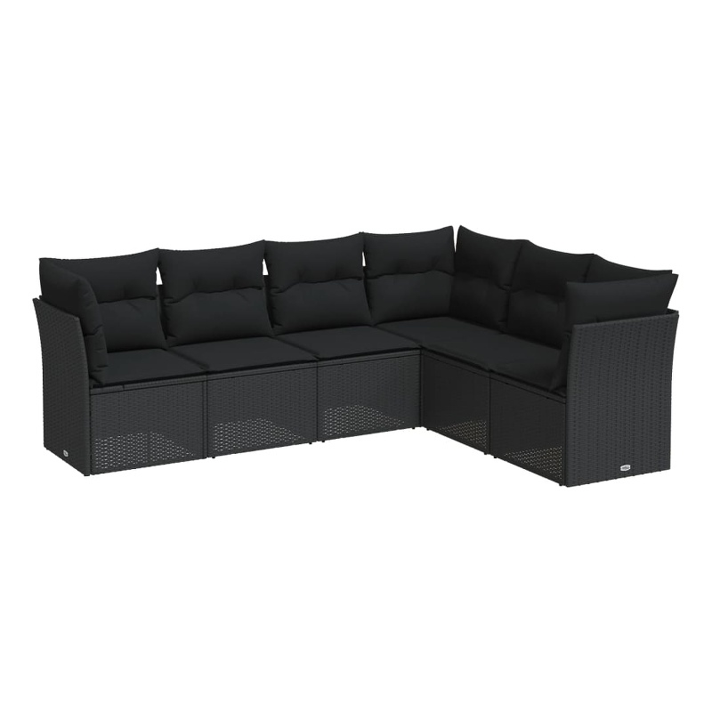 Afuera Living Contemporary 6 Piece Poly Rattan Sofa Set in Black