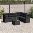 Afuera Living Contemporary 7 Piece Poly Rattan Sofa Set in Black