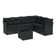 Afuera Living Contemporary 7 Piece Poly Rattan Sofa Set in Black