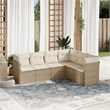 Afuera Living Contemporary 6 Piece Poly Rattan Sofa Set in Cream/Beige