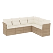 Afuera Living Contemporary 6 Piece Poly Rattan Sofa Set in Cream/Beige