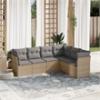Afuera Living Contemporary Synthetic Poly Rattan 6 Piece Sofa Set in Gray/Beige