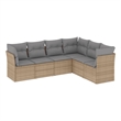 Afuera Living Contemporary Synthetic Poly Rattan 6 Piece Sofa Set in Gray/Beige