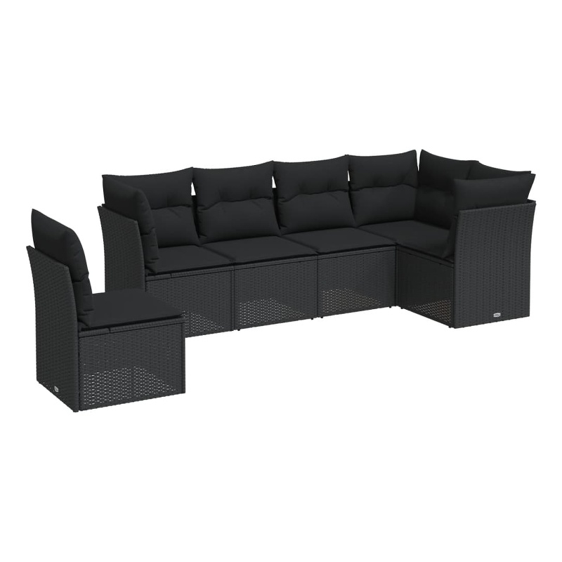 Afuera Living Contemporary 6 Piece Poly Rattan Sofa Set in Black