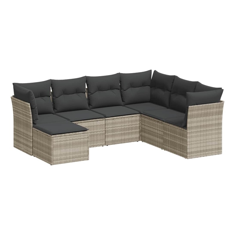 Afuera Living Contemporary 7 Piece Poly Rattan Medium Sofa Set in Gray