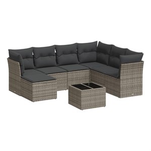 Afuera Living Contemporary Synthetic Poly Rattan 8 Piece Sofa Set in Gray
