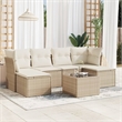 Afuera Living Contemporary Synthetic Poly Rattan 7 Piece Sofa Set in Beige