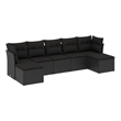 Afuera Living Contemporary 7 Piece Poly Rattan Large Sofa Set in Black
