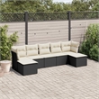 Afuera Living Contemporary 7 Piece Poly Rattan Sofa Set in Black/Cream
