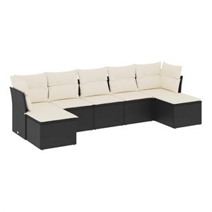 Afuera Living Contemporary 7 Piece Poly Rattan Sofa Set in Black/Cream