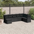 Afuera Living Contemporary Synthetic Poly Rattan 8 Piece Sofa Set in Black