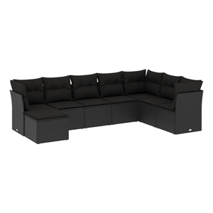 Afuera Living Contemporary Synthetic Poly Rattan 8 Piece Sofa Set in Black