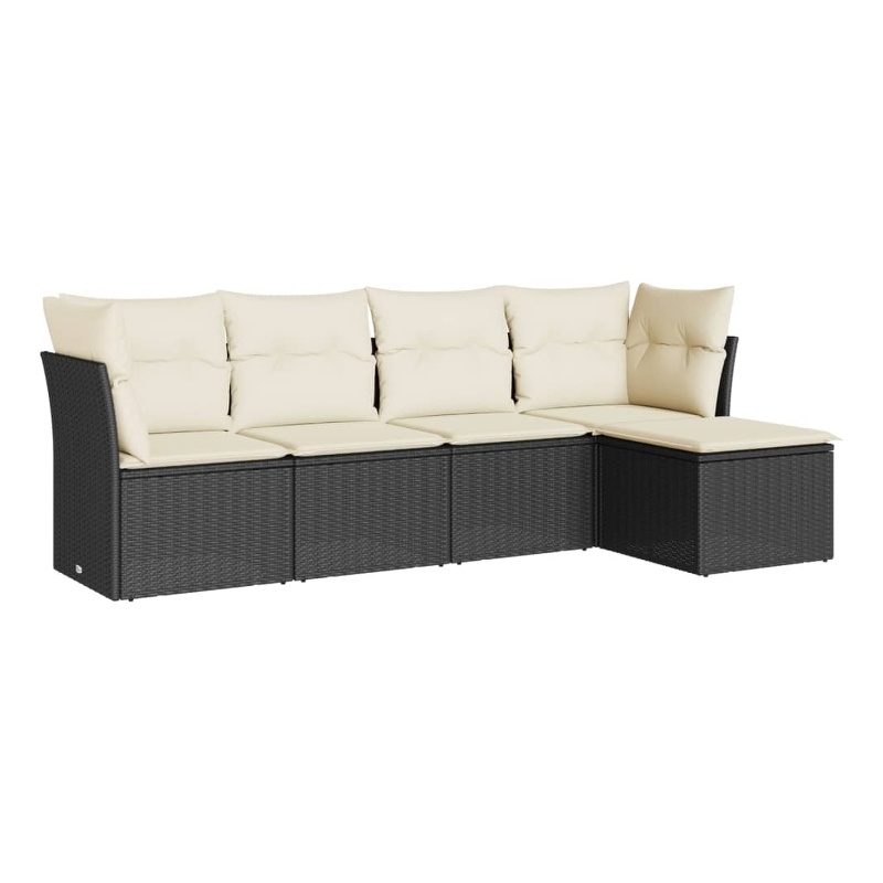 Afuera Living Contemporary 5 Piece Poly Rattan Sofa Set in Black