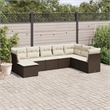Afuera Living Contemporary Synthetic Poly Rattan 8 Piece Sofa Set in Brown/Cream