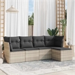 Afuera Living Contemporary Synthetic Poly Rattan 5 Piece Small Sofa Set in Gray
