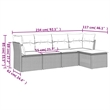 Afuera Living Contemporary Synthetic Poly Rattan 5 Piece Small Sofa Set in Gray