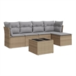 Afuera Living Contemporary 6 Piece Poly Rattan Sofa Set in Gray/Beige