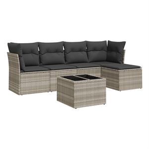 Afuera Living Contemporary Synthetic Poly Rattan 6 Piece  Sofa Set in Gray