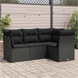 Afuera Living Contemporary 4 Piece Poly Rattan Sofa Set in Black