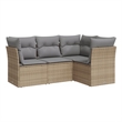 Afuera Living Contemporary Synthetic Poly Rattan 4 Piece Sofa Set in Gray/Beige