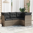 Afuera Living Contemporary 4 Piece Poly Rattan Medium Sofa Set in Gray